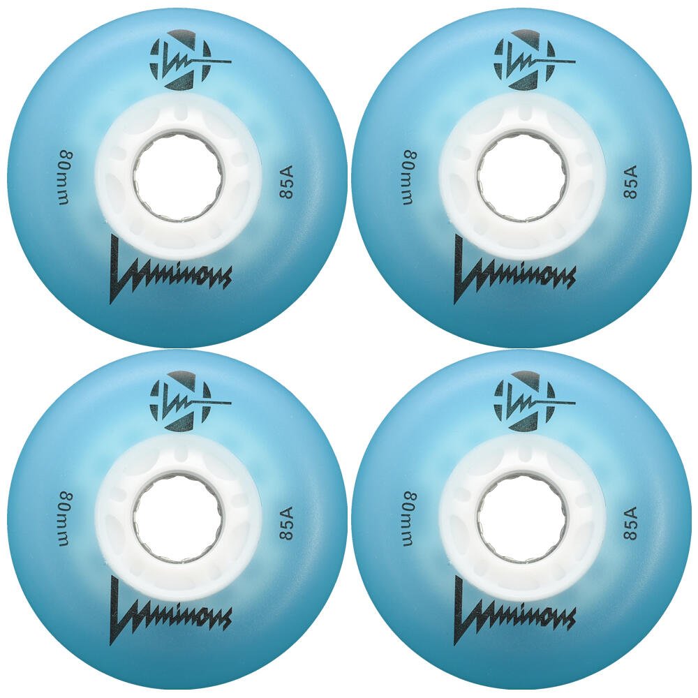 LUMINOUS LUMINOUS LED LIGHT UP INLINE SKATE WHEELS BLUE 80 MM – SET OF 4