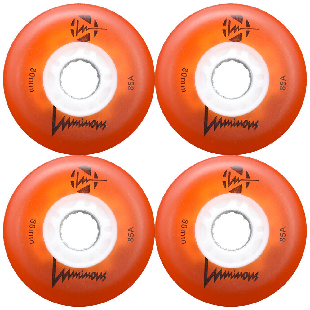 LUMINOUS LUMINOUS LED LIGHT UP INLINE SKATE WHEELS ORANGE 80 MM – SET OF 4