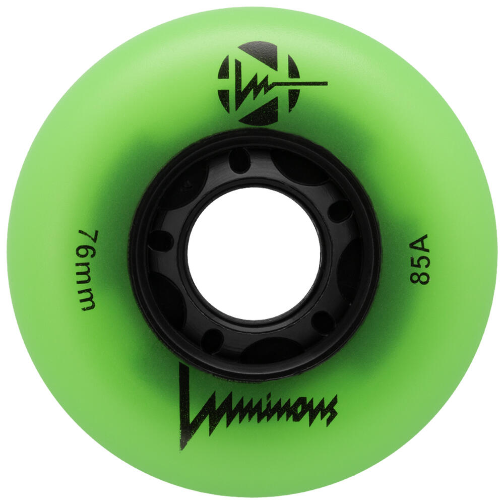 LUMINOUS LED LIGHT UP INLINE SKATE WHEELS GREEN GLOW 76 MM – SET OF 4 2/5