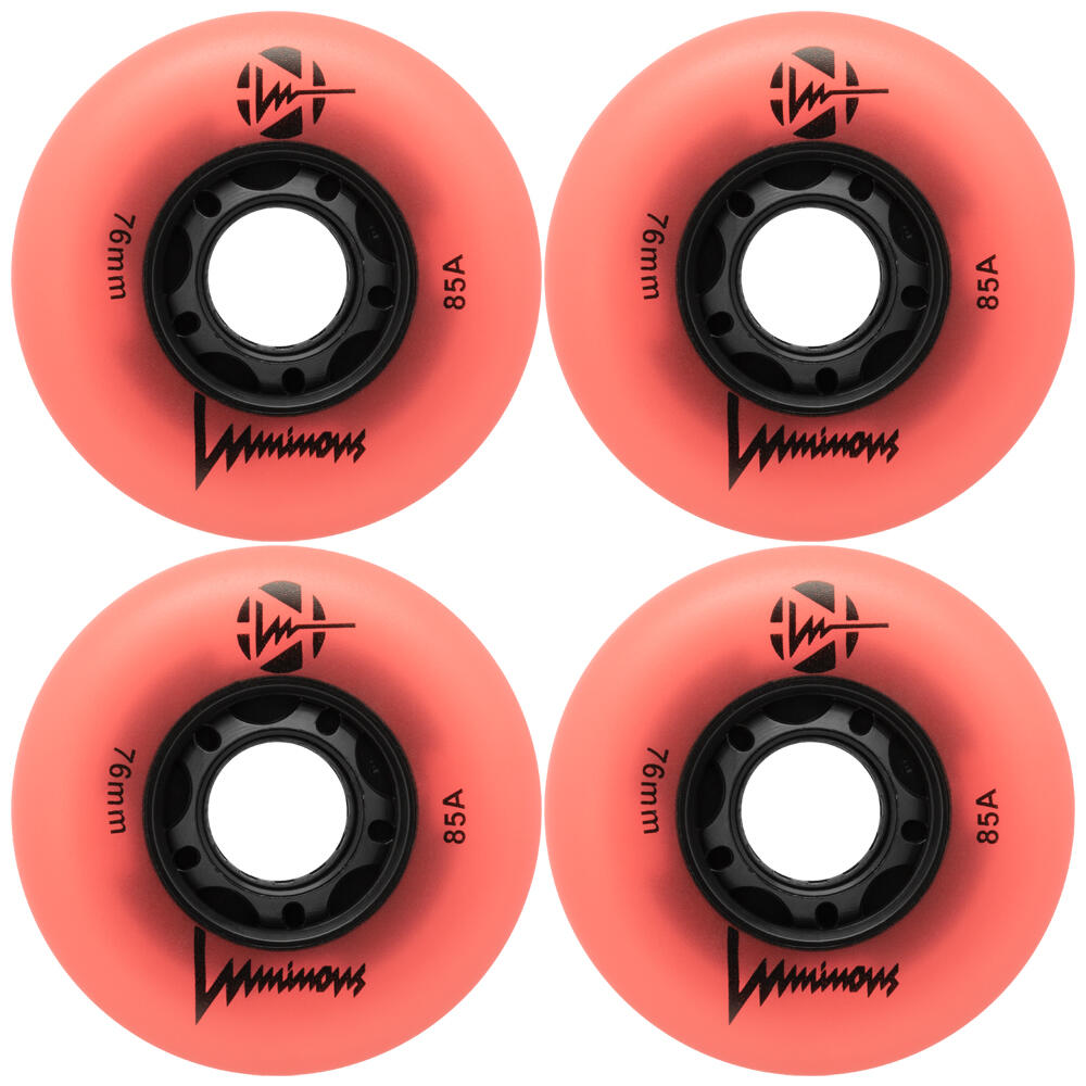 LUMINOUS LUMINOUS LED LIGHT UP INLINE SKATE WHEELS CORAL GLOW 76 MM – SET OF 4