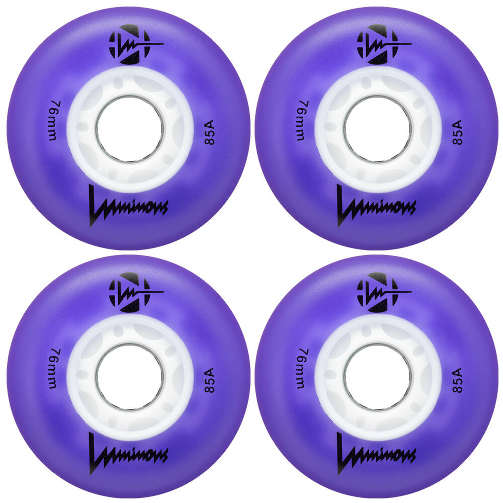 LUMINOUS LUMINOUS LED LIGHT UP INLINE SKATE WHEELS PURPLE 76 MM – SET OF 4