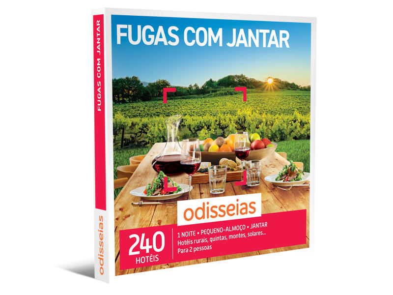 Pack presente - fugas com jantar - experiência de 1 noite e jantar 2 pessoas