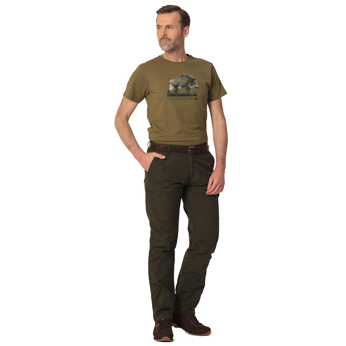 Herren Jagd T-Shirt Tagart FNT Game Olive mit Druck 3/4