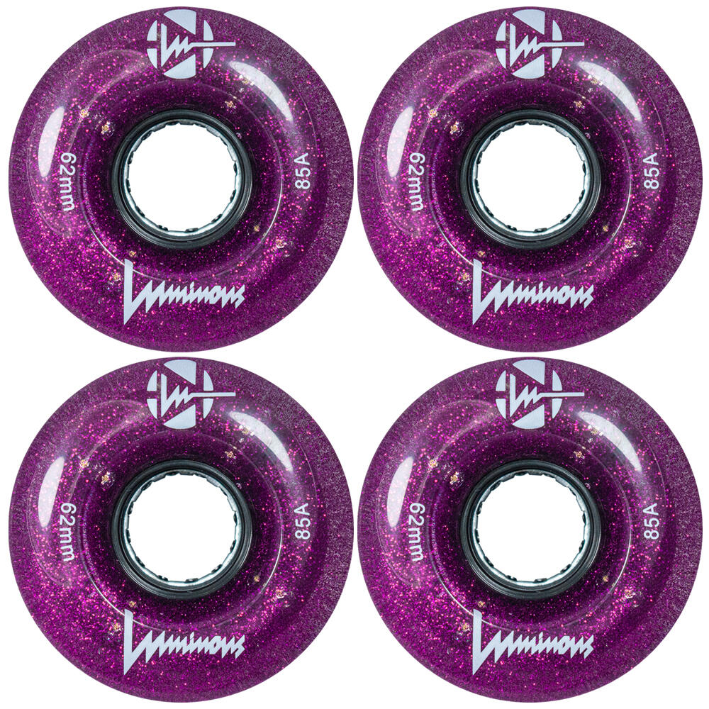 LUMINOUS LED LIGHT UP ROLLER SKATE WHEELS PURPLE HAZE 62 MM – SET OF 4 1/5