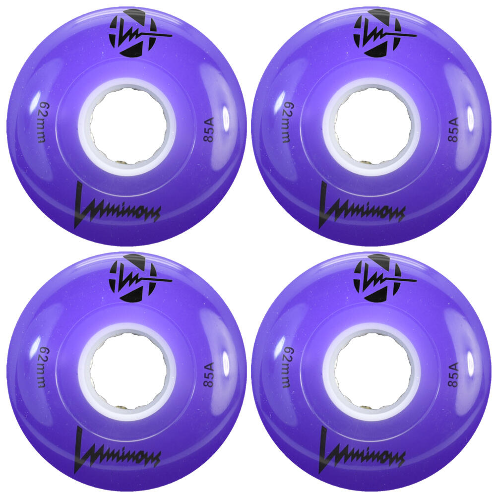 LUMINOUS LED LIGHT UP ROLLER SKATE WHEELS PURPLE 62 MM – SET OF 4 1/5