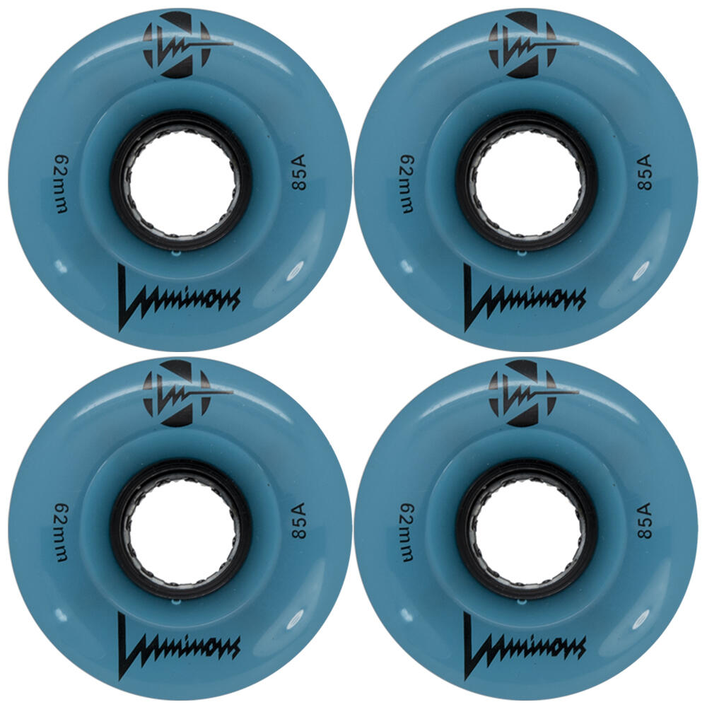 LUMINOUS LUMINOUS LED LIGHT UP ROLLER SKATE WHEELS BLUE GLOW 62 MM – SET OF 4