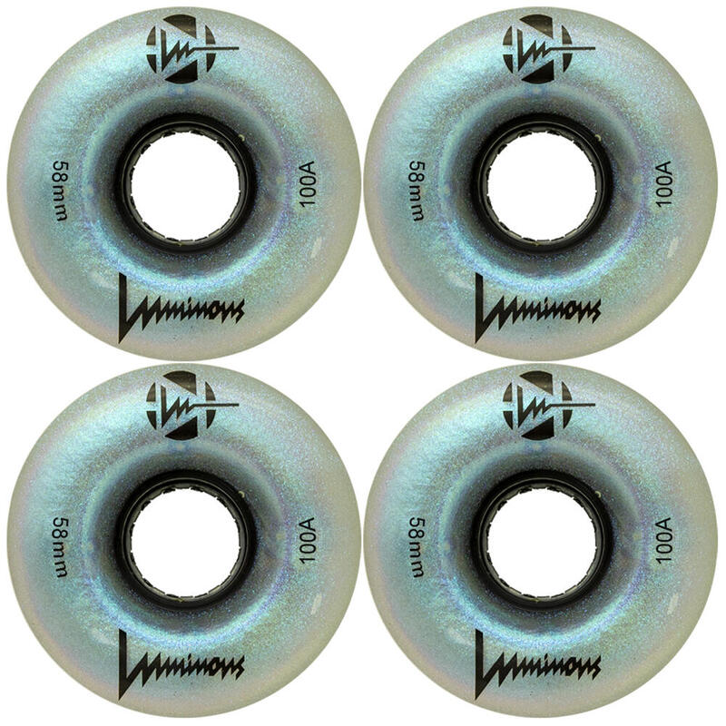 LUMINOUS LED LIGHT UP ROLLER SKATE WHEELS BLACK PEARL 58 MM 100A SET