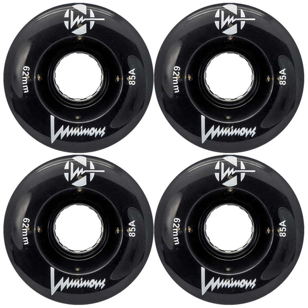 LUMINOUS LED LIGHT UP ROLLER SKATE WHEELS BLACK 62 MM – SET OF 4 1/5