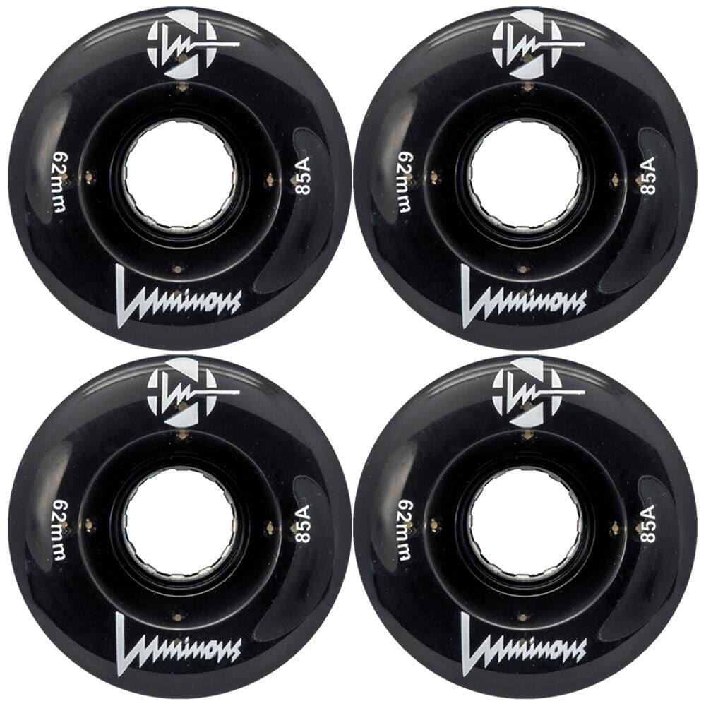 LUMINOUS LUMINOUS LED LIGHT UP ROLLER SKATE WHEELS BLACK 62 MM – SET OF 4