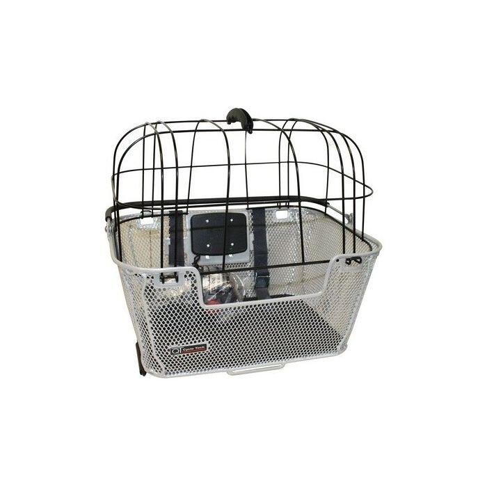 Panier en métal pour chien avec fixation au guidon