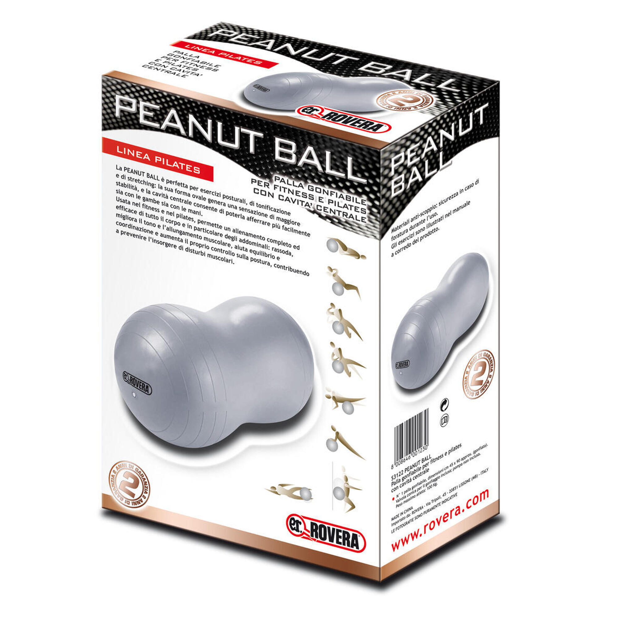 Palla Pilates Ovale Peanut - Per Esercizi, Tonificazione, Stretching, Grigia - Foto 2