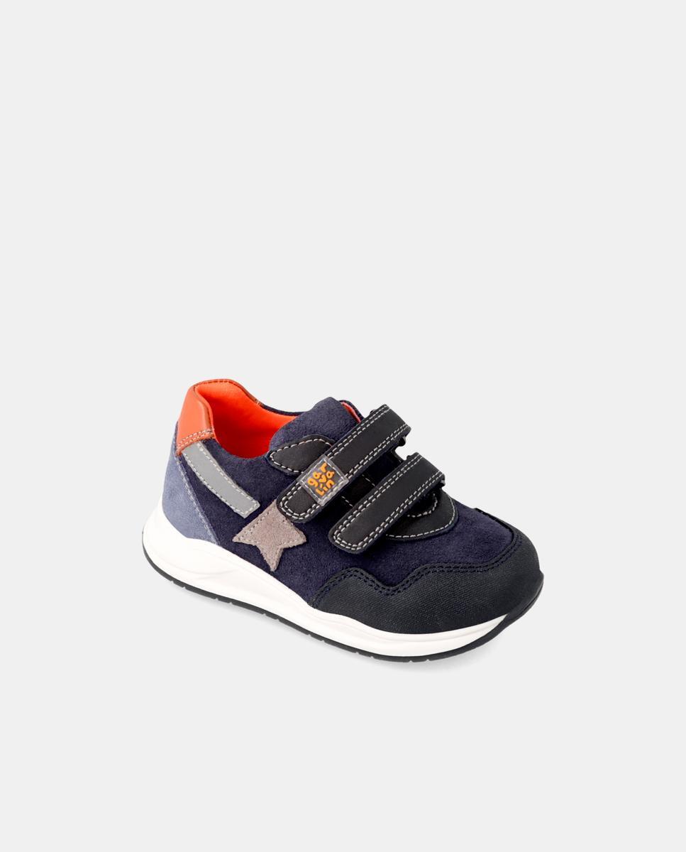 Zapatillas Deportivas Garvalin Bajos De Piel De Bebé Niño En Azul Con Velcro 4/5