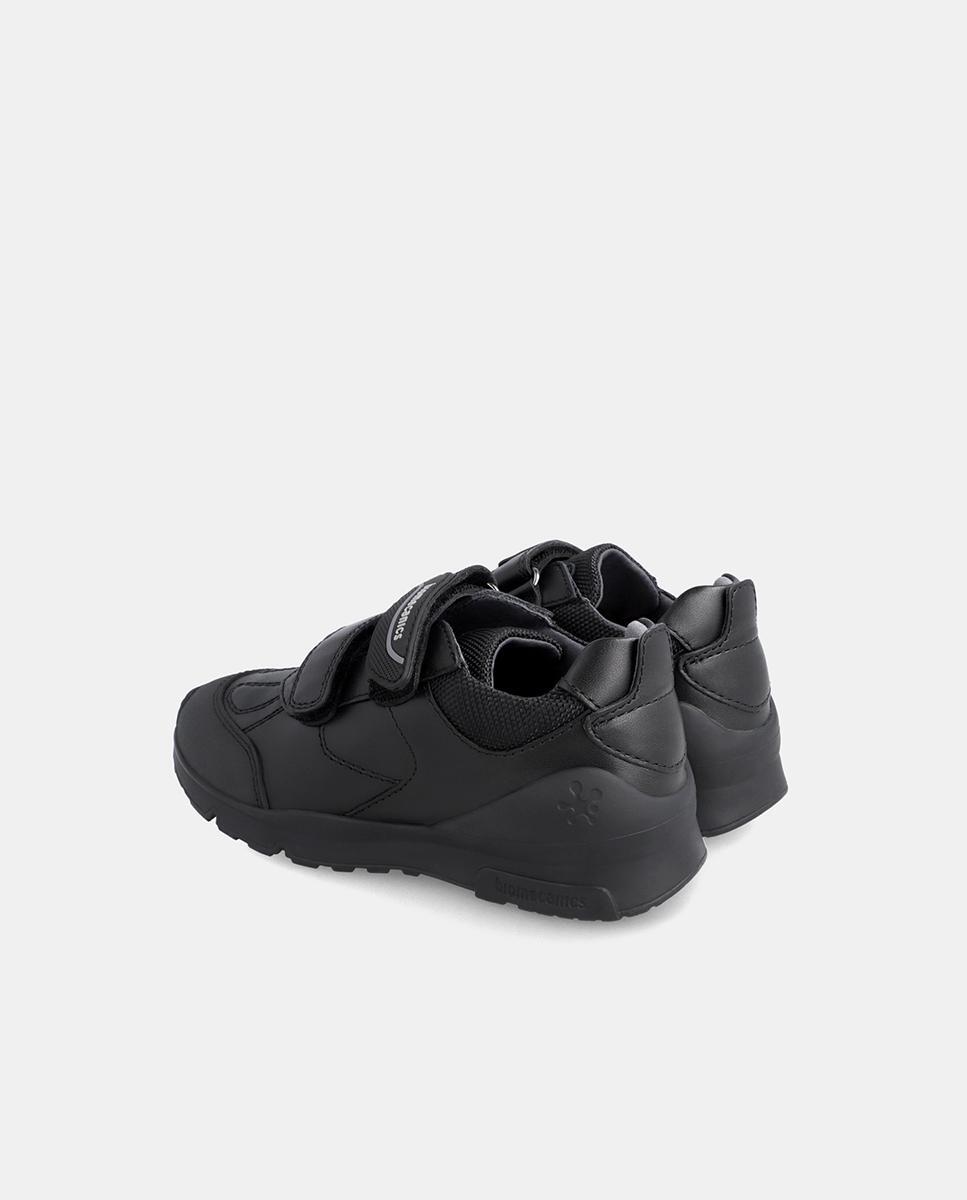 Zapatillas Deportivas Biomecanics De Piel De Niños En Negro Con Velcro 3/5