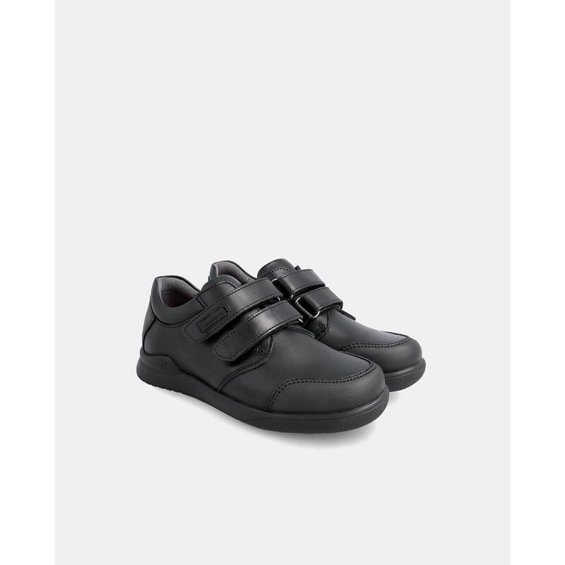 Zapatos Colegiales Biomecanics De Piel De Niños En Negro Con Velcro