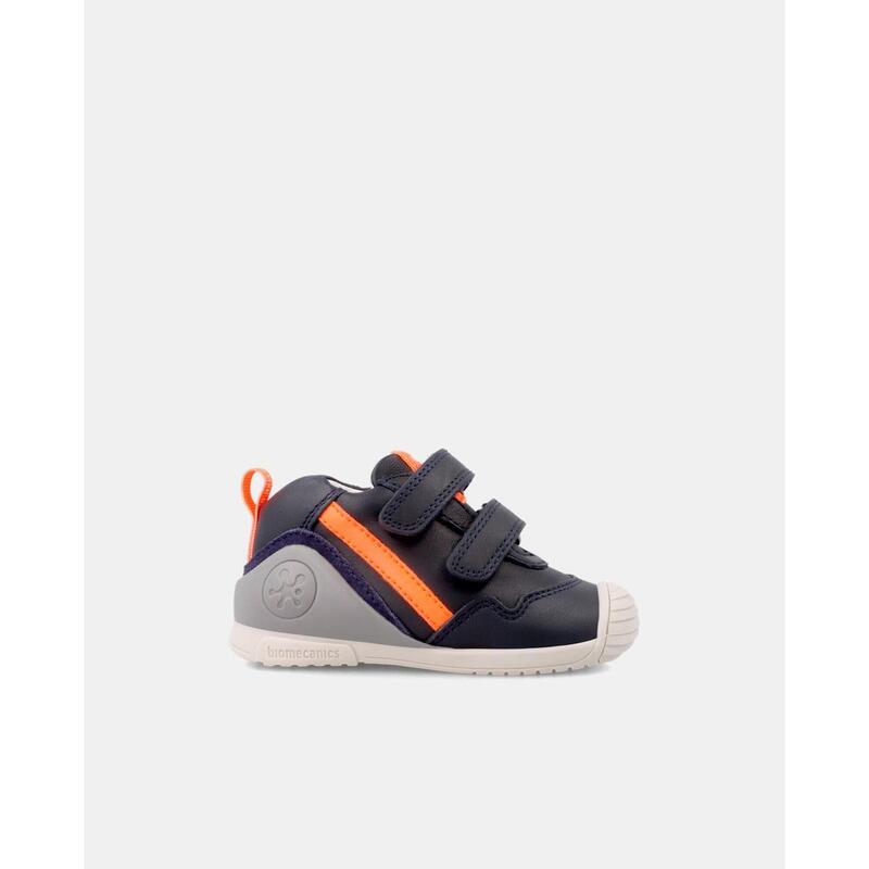 Zapatillas Deportivas Biomecanics De Piel De Bebé Niño En Azul Con Velcro