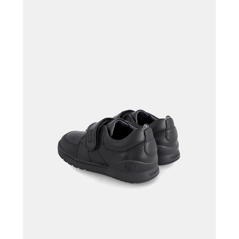 Zapatos Colegiales Biomecanics De Piel De Bebé Niño  En Negro Con Velcro