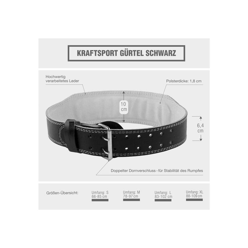 Kraftsport Gürtel Schwarz/Grau S-XL