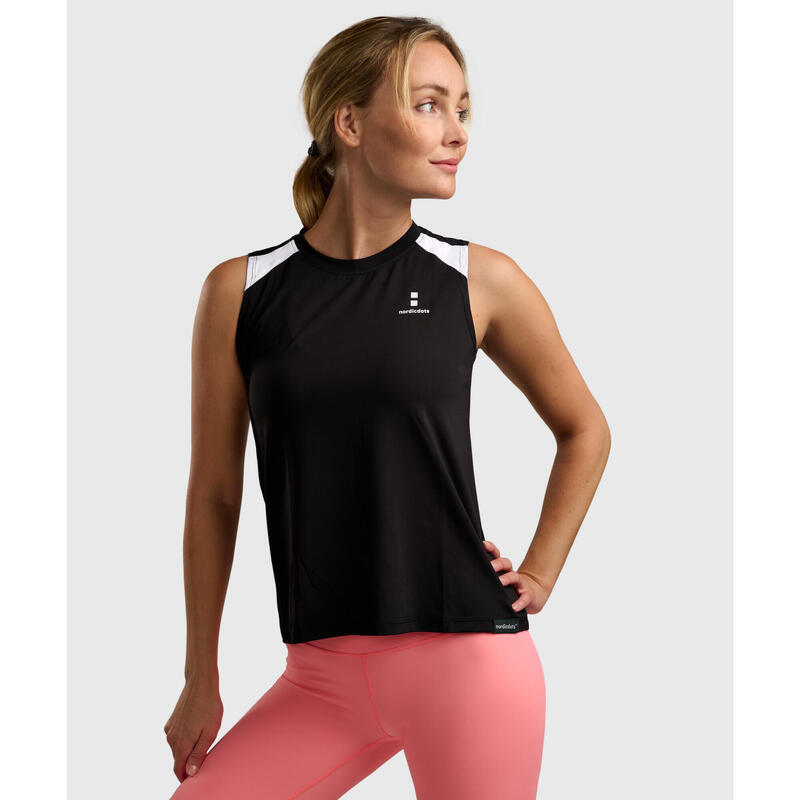 Performance Tennis/Padel Tank-Top Dames Zwart