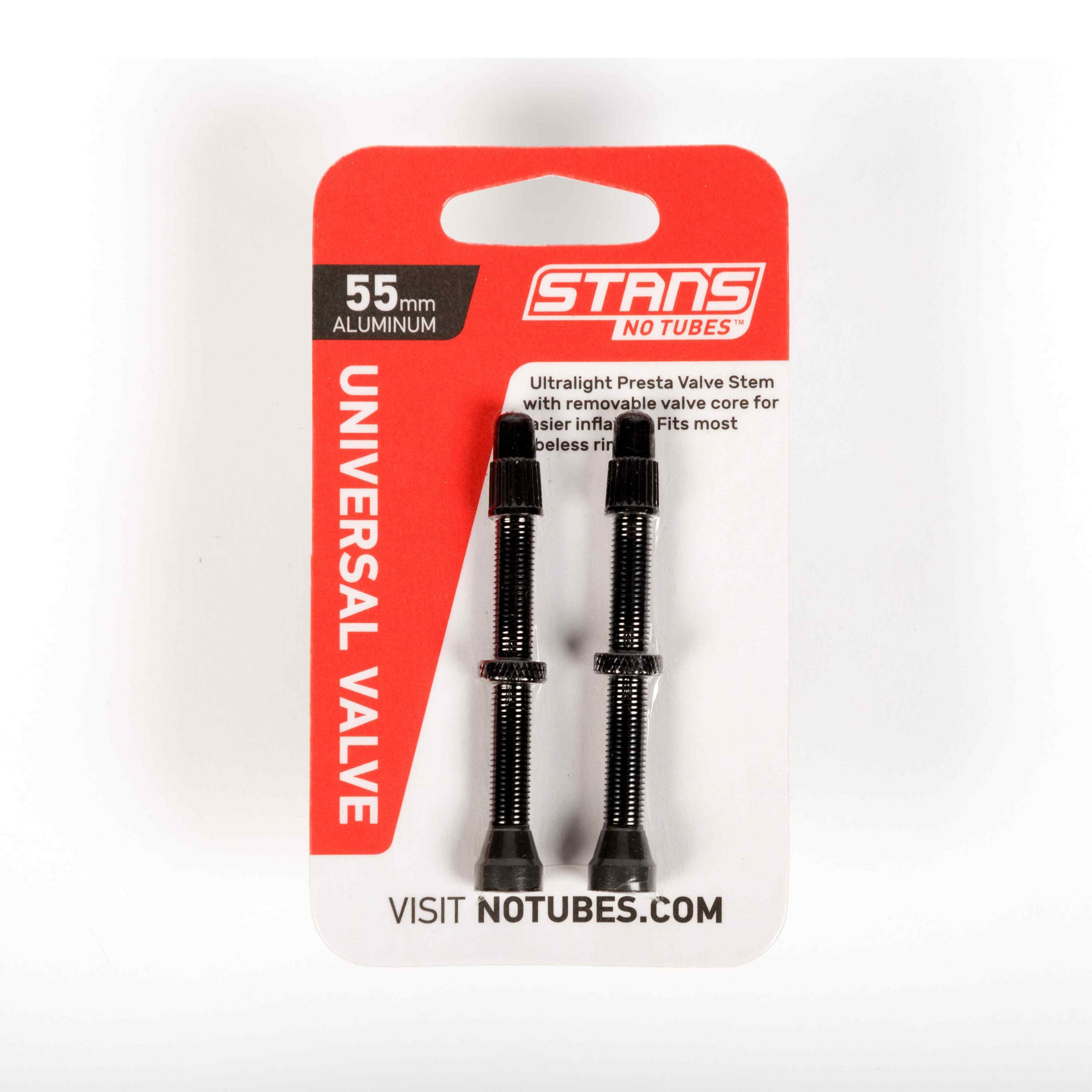 STAN'S NO TUBES Stans NoTubes Presta  Alloy Valve Stems 55mm Black
