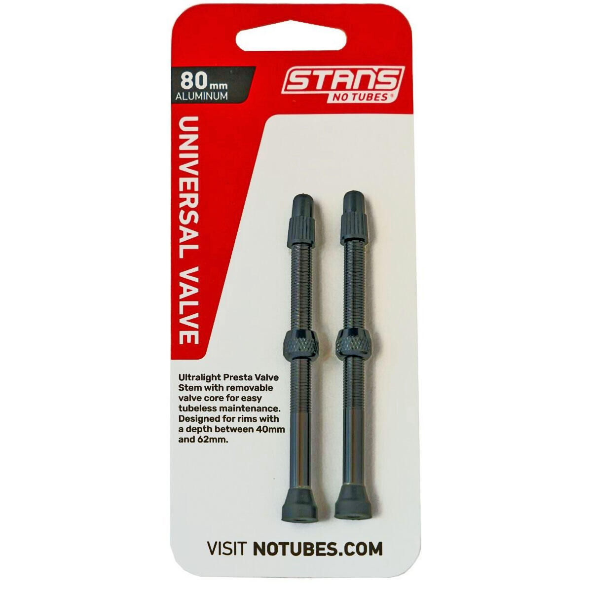 STAN'S NO TUBES Stans NoTubes Presta  Alloy Valve Stems 80mm Black