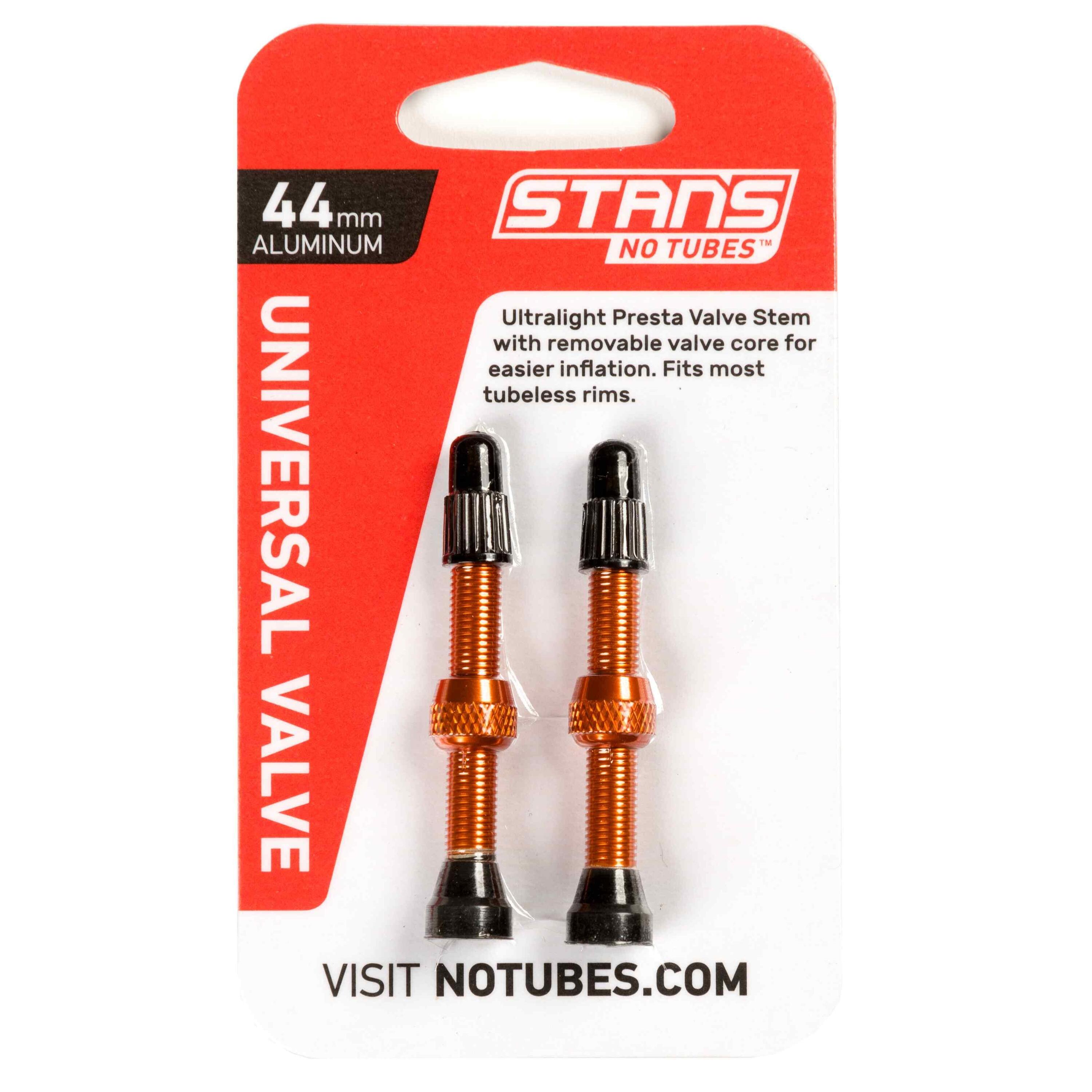 STAN'S NO TUBES Stans NoTubes Presta  Alloy Valve Stems 44mm Orange