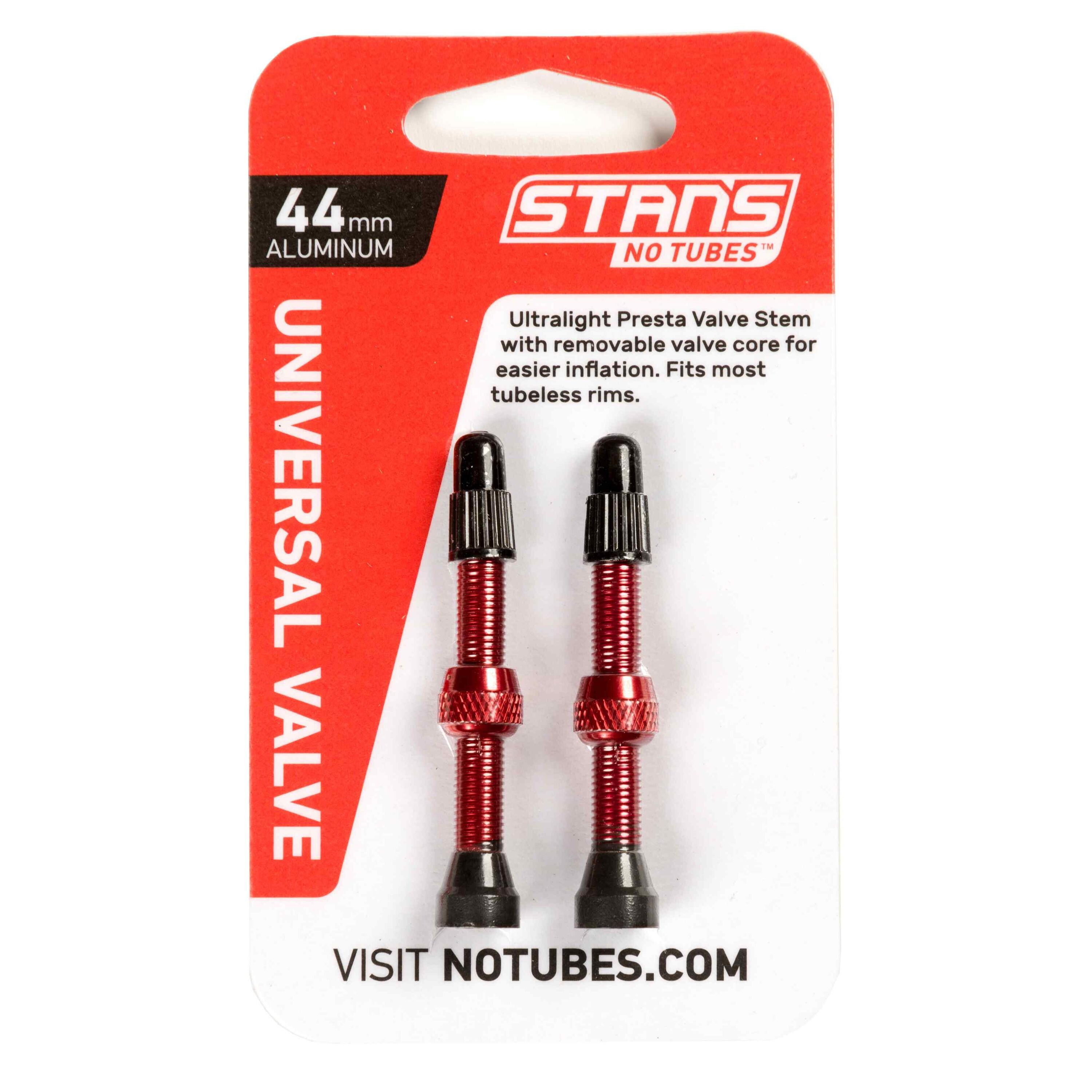 STAN'S NO TUBES Stans NoTubes Presta  Alloy Valve Stems 44mm Red