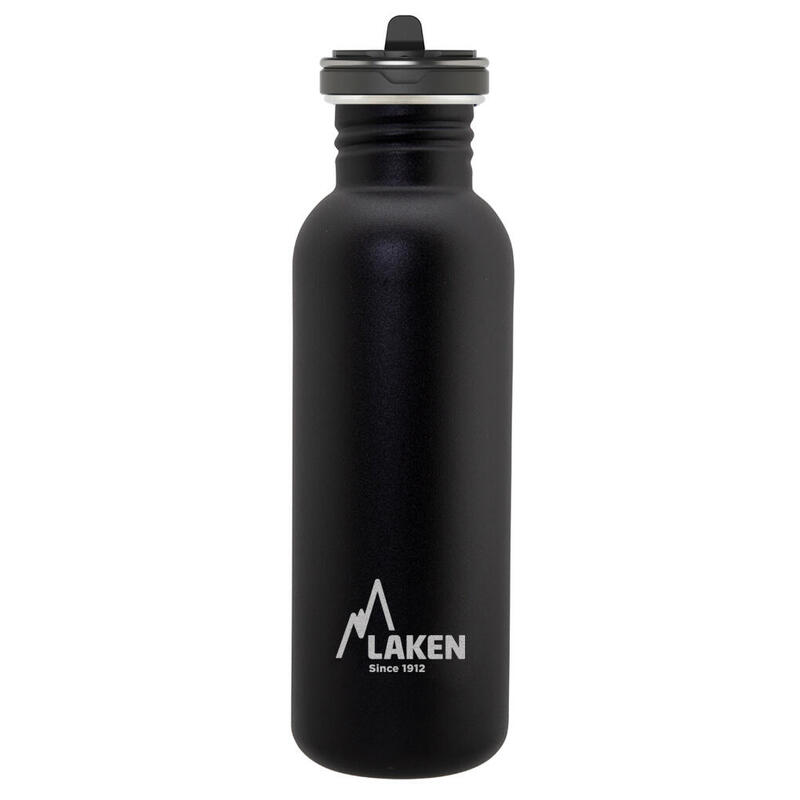CANTIMPLORA BOTELLA ACERO INOX LAKEN BASIC STEEL TAPÓN FLOW 750 ML NEGRO