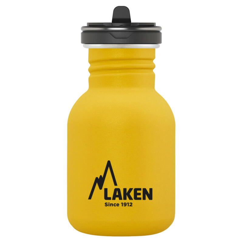 CANTIMPLORA BOTELLA ACERO INOX LAKEN BASIC STEEL TAPÓN FLOW 350 ML AMARILLO