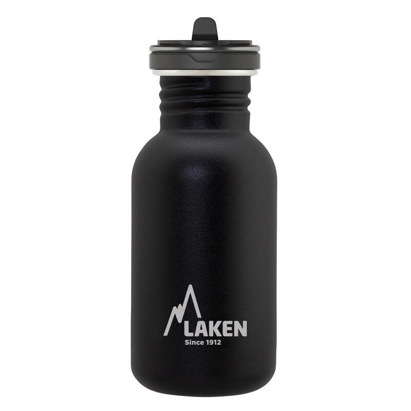 CANTIMPLORA BOTELLA ACERO INOX LAKEN BASIC STEEL TAPÓN FLOW 500 ML NEGRO