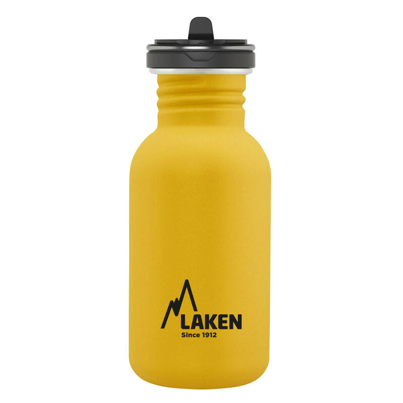 CANTIMPLORA BOTELLA ACERO INOX LAKEN BASIC STEEL TAPÓN FLOW 500 ML AMARILLO