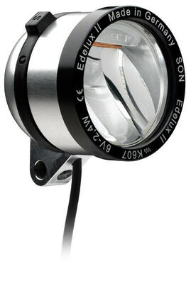 Edelux ii led-koplamp voor naafdynamo's - zilver geanodiseerd