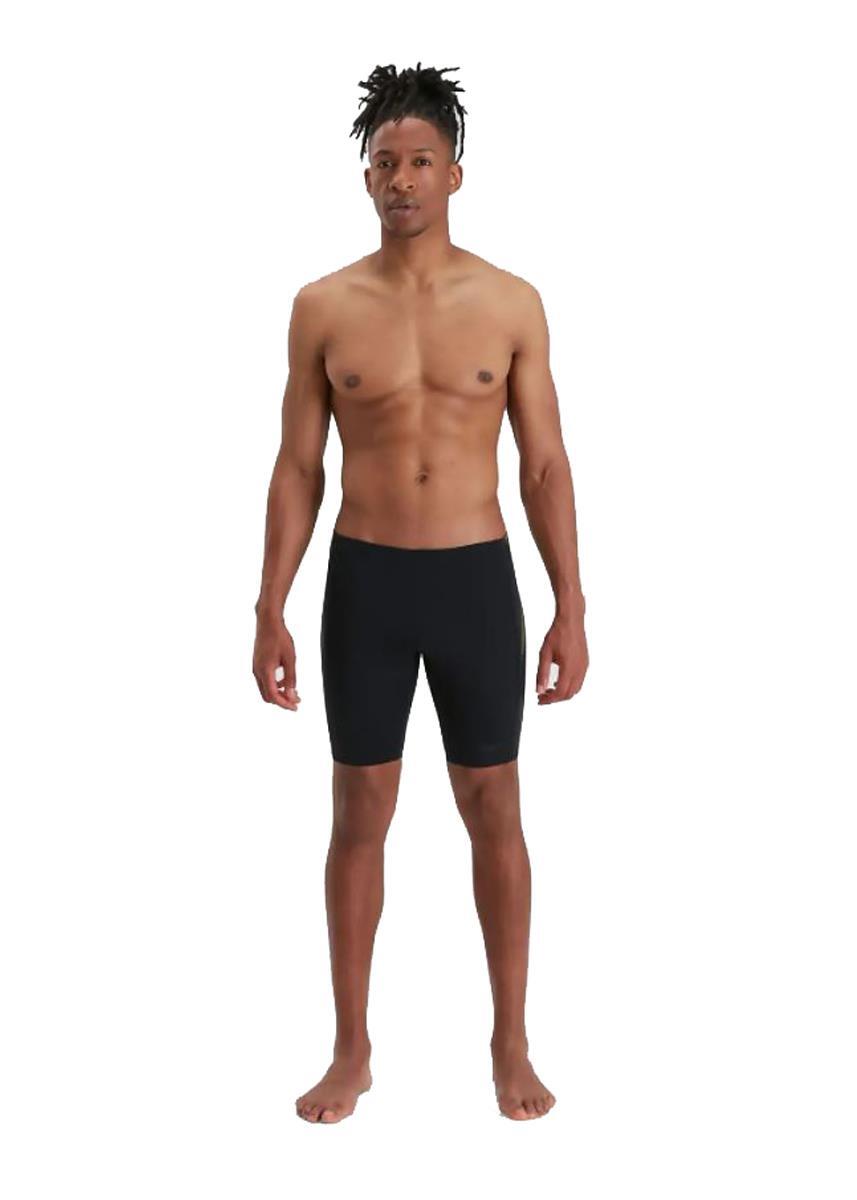 Speedo Men's Tech Panel Jammer - Black/ Atomic Lime/ Charcoal 3/5