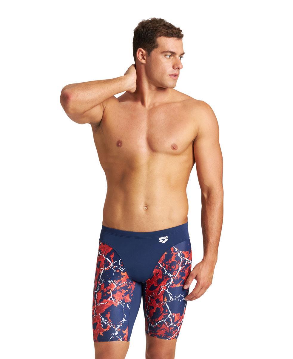 Arena Men's Earth Texture Jammer - Navy/ Red Multi 1/4