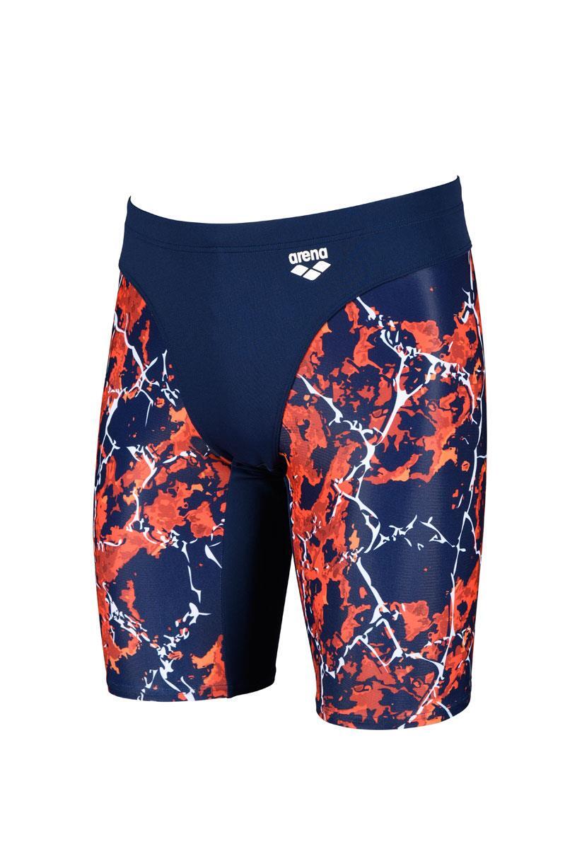 Arena Men's Earth Texture Jammer - Navy/ Red Multi 3/4