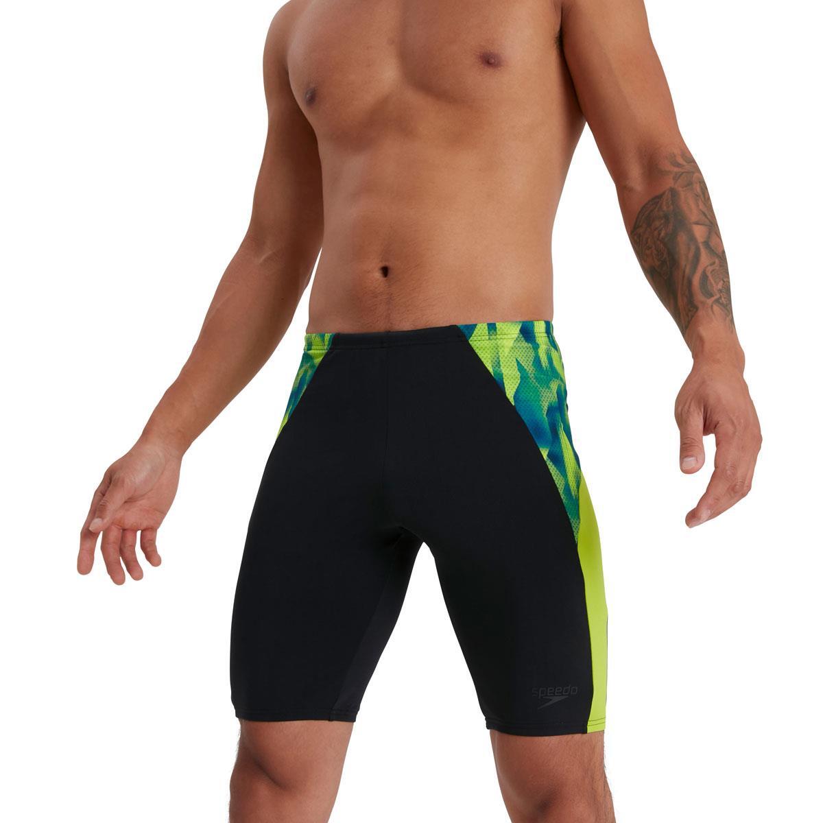 Speedo Men's Eco Endurance+ Splice Jammer - Black/ Lime/ Nordic Teal 1/5