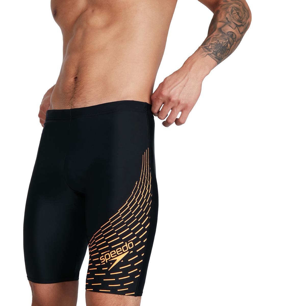 Speedo Medley Logo Jammer - Black/ Papaya Punch 1/4