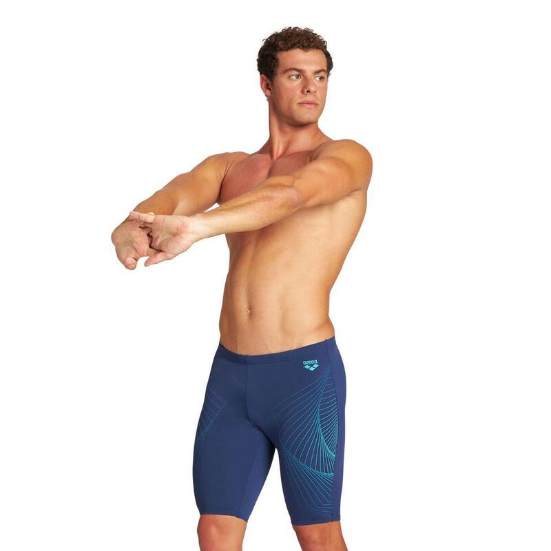 Hommes Spiral Vision Jammer De Natation - Bleu Marine/ Blanc