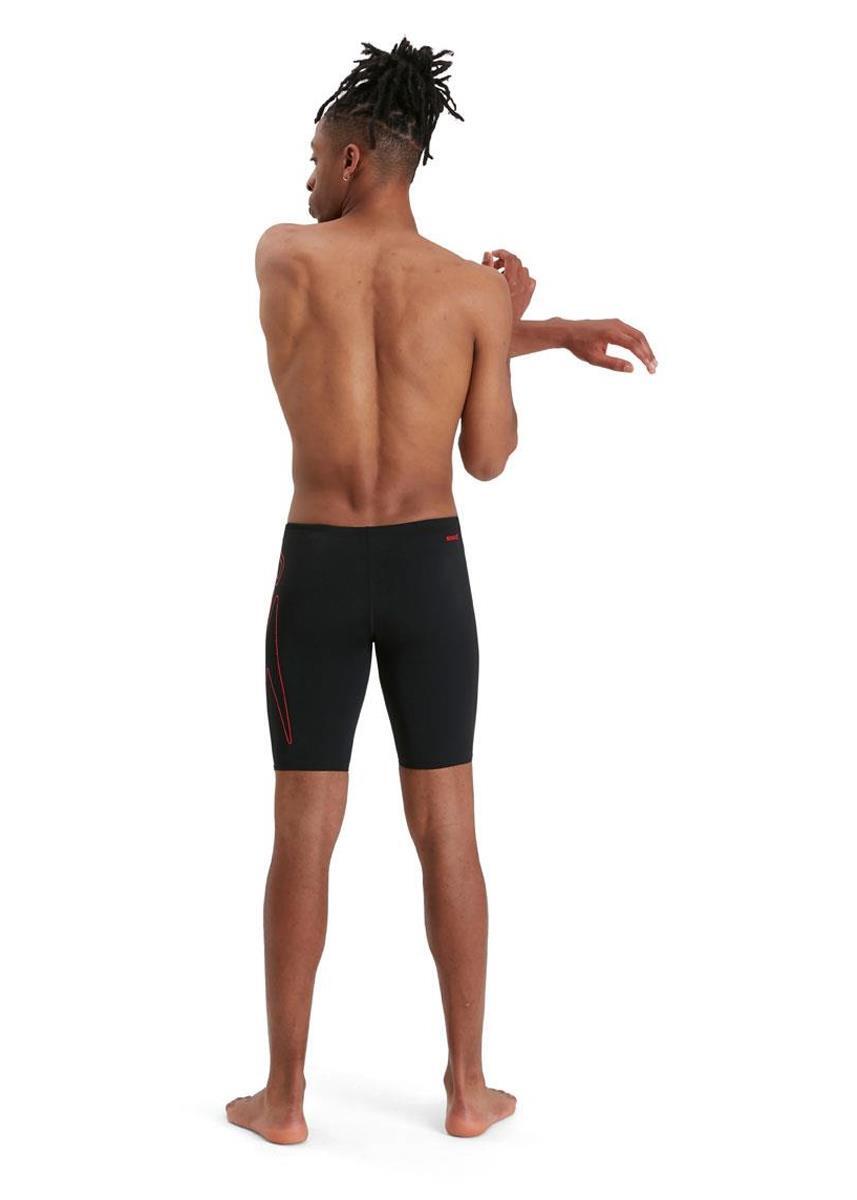 Speedo Men's Boom Logo Placement Jammer - Black/ Fed Red 3/5