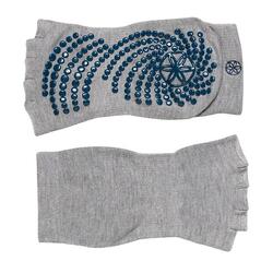 Grippy Toeless Yoga Socks - Anti-slip Yogasokken - Grijs / Teal Blauw