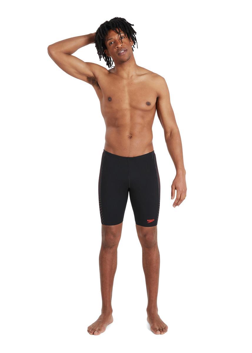 SPEEDO Speedo Men's Tech Panel Jammer - Black/Lava Red/Oxid Grey