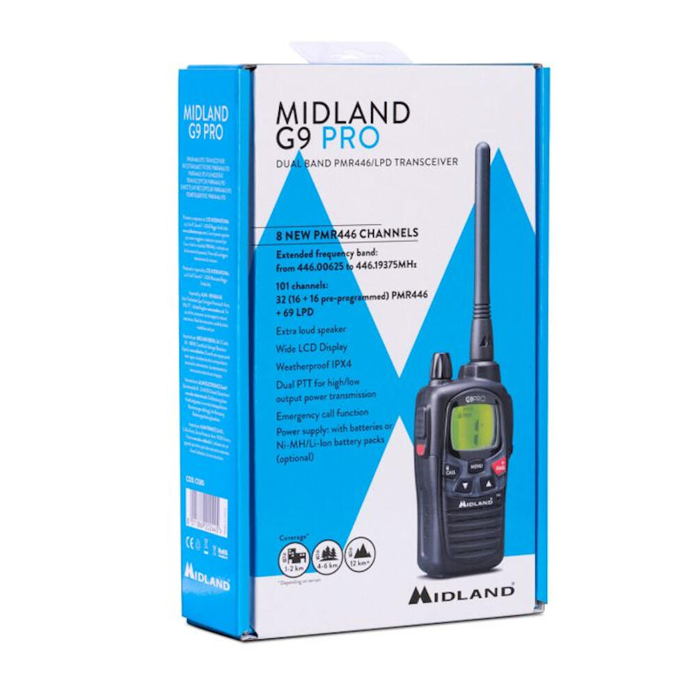 Radio bibanda PMR446/LPD G9 PRO MIDLAND 3/4