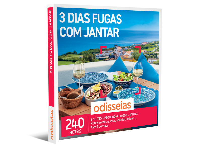 Pack presente - 3 dias fugas com jantar - experiência de 2 noites e jantar a 2