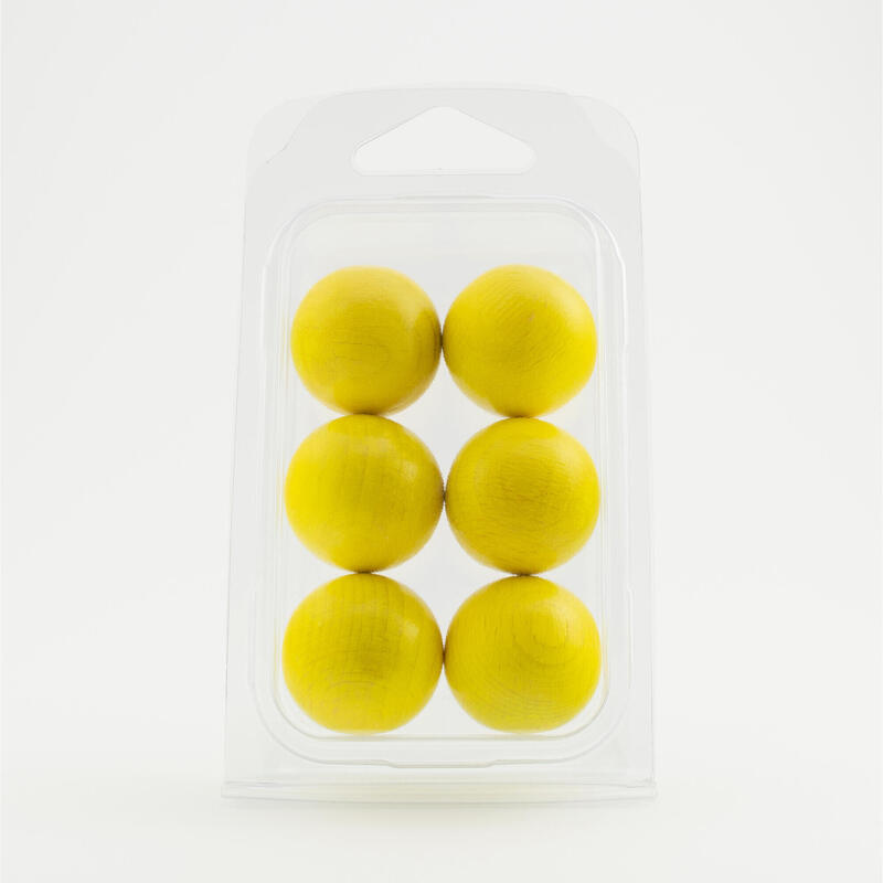 Zielkugeln Boule Pétanque 6 Stück - Buche - Farbe Gelb - im Blister