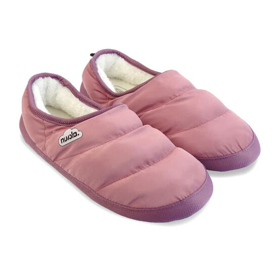 Chaussons unisex Nuvola de couleur rose pâle avec semelle en gomme