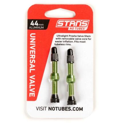 Stan's Valve Stem Aluminium (Pair) - Universal, Presta - Green - 44mm