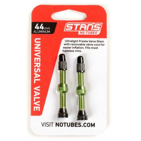 Stan's Valve Stem Aluminium (Pair) - Universal, Presta - Green - 44mm