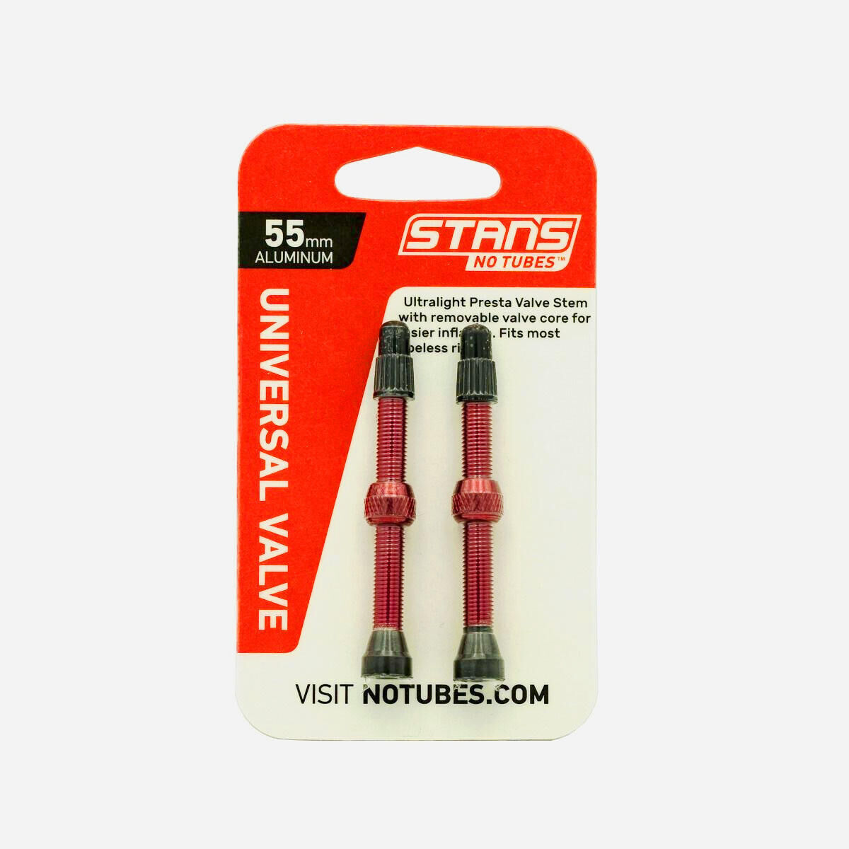 STAN'S NO TUBES Stans NoTubes Presta  Alloy Valve Stems 55mm Red