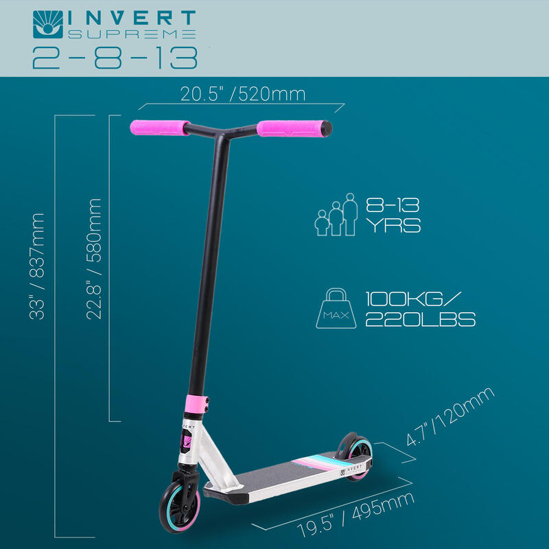 Stunt Scooter für Kinder von 8-13 Jahren, Rosa und Schwarz