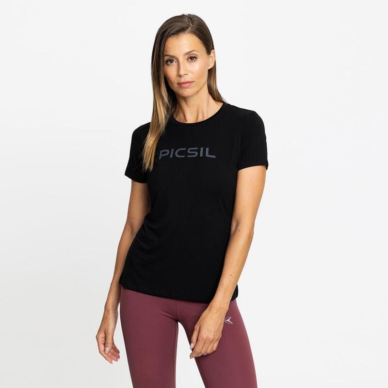 Camiseta deportiva para mujer, color negro - racketball movil