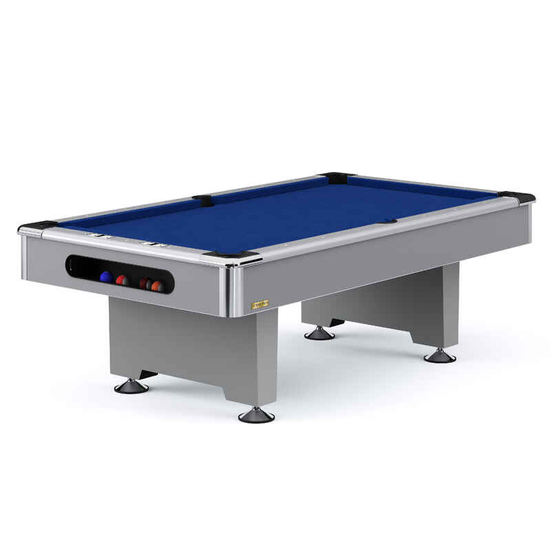 Stradivari Billardtisch "Club Pro" in Platingrau, Simonis 860 Royal-Blue, 7 ft